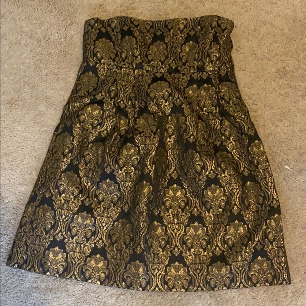 Michael Kors 6P Black/Gold Jacquard cocktail Dress